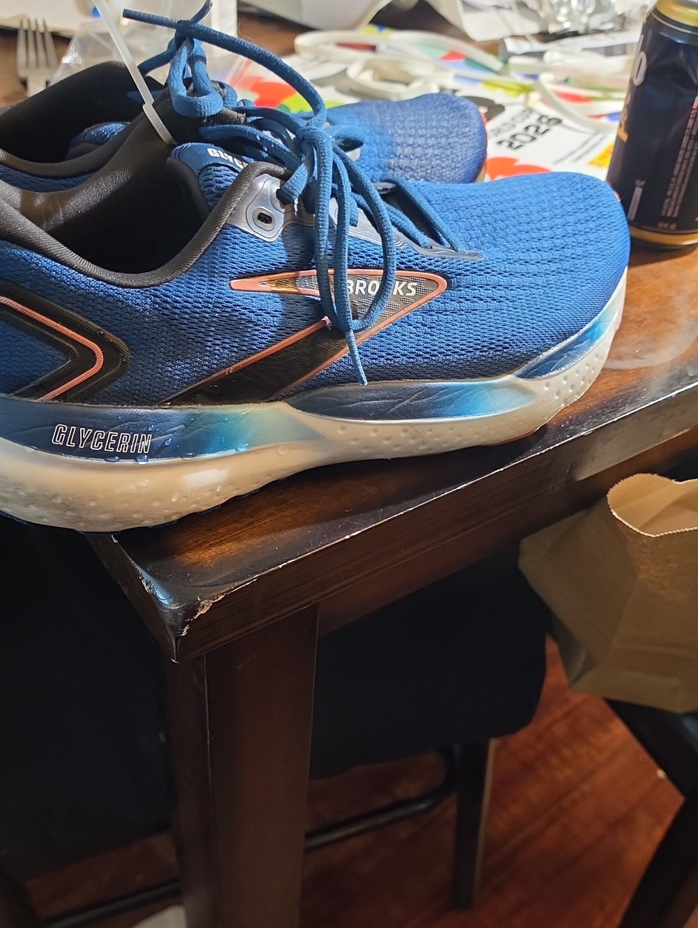 Brooks Glycerin Men’s Running Shoes in Deep Blue with Coral Trim